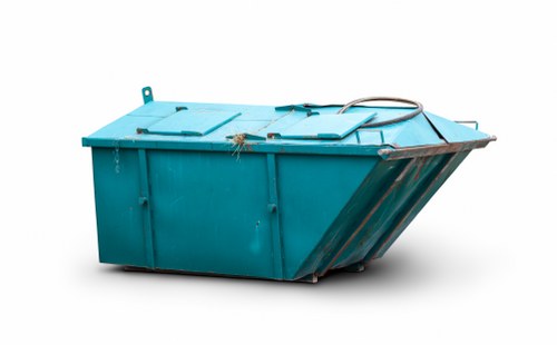 Waste collection vehicle at depot signifying safety procedures